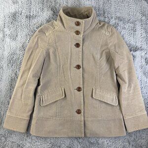 HushHush Womens Beige Corduroy Button-Up Jacket Size 2 with Pocket Details